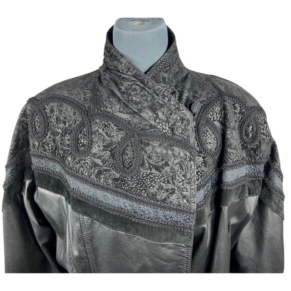 Wilsons Leather Long Trench Coat Jacket Mens Medium Black VTG Lace Suede Lined - Picture 10 of 16